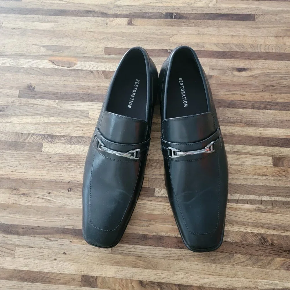 Restoration Matt - Men's Black Leather Dress Loafer Shoes